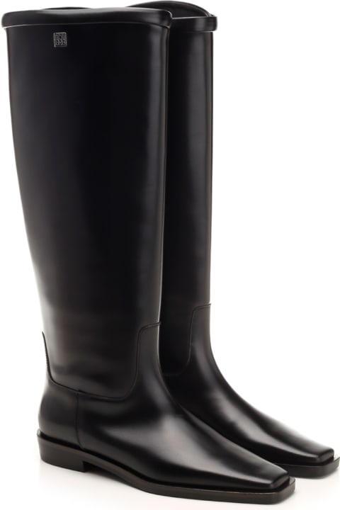 Totême أحذية برقبة لـ السيدات Totême Boot In Black Leather