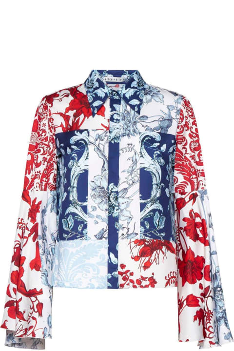 Alice + Olivia Clothing for Women Alice + Olivia Willa Floral-printed Bell-sleeved Blouse