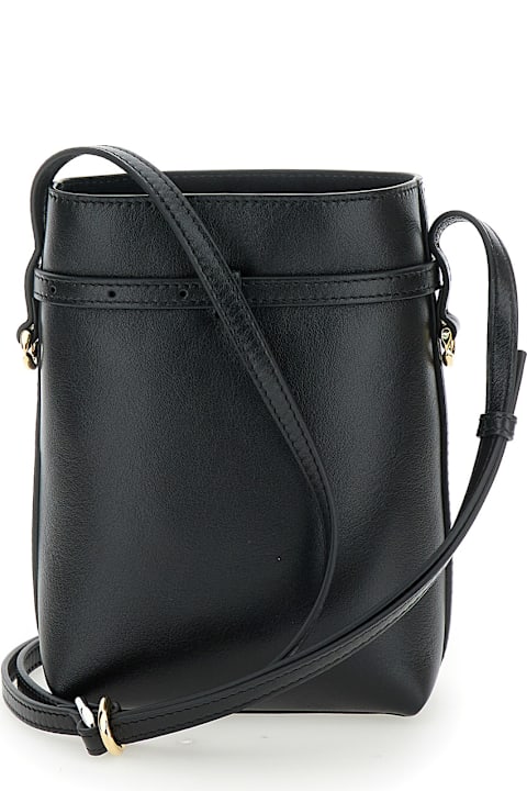 Givenchy 
voyou
 Black Crossbody Bag With Laminated Logo And Buckle In Leather Woman