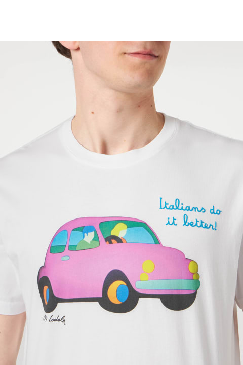Homeware MC2 Saint Barth Man Cotton T-shirt With Lodola Car Print | Marco Lodola Art Special Edition
