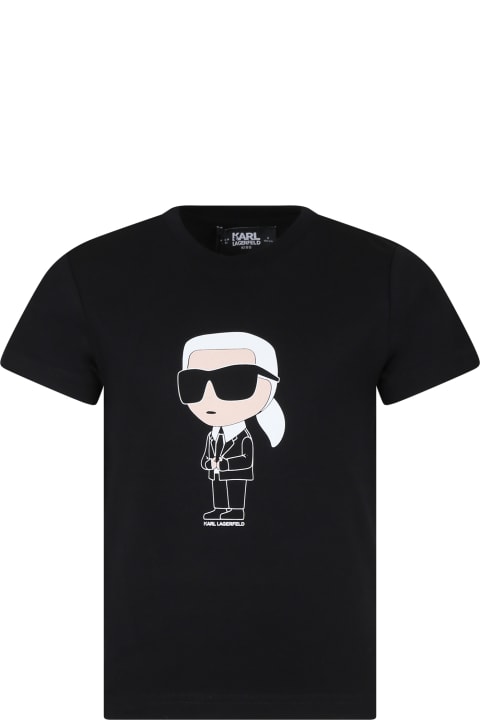 Topwear for Girls Karl Lagerfeld Kids Black T-shirt For Girl With Karl Print