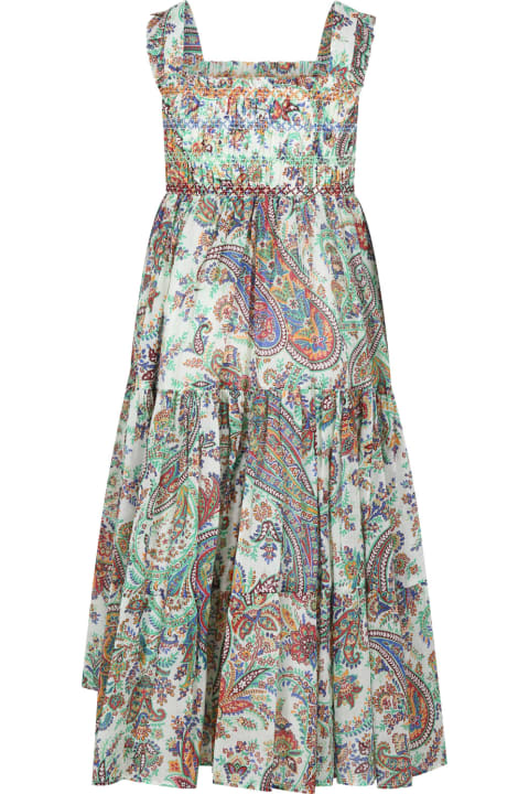 Etro for Kids Etro Ivory Dress For Girl With Paisley Pattern