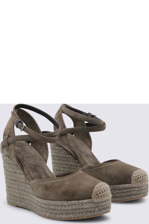 Brunello Cucinelli Beige Leather Espadrillas
