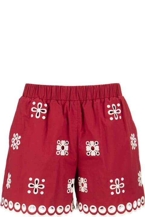 RED Valentino Pants & Shorts for Women RED Valentino Cotton Shorts With Sangallo Embroidery