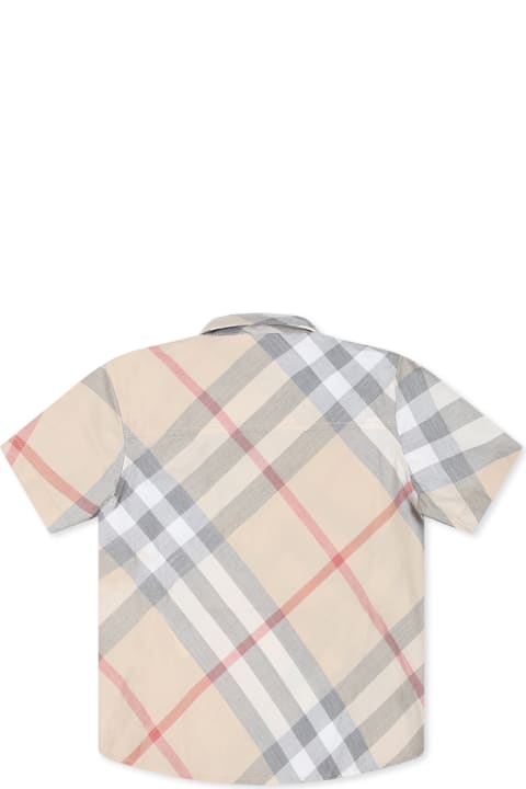 Topwear for Baby Girls Burberry Beige Shirt For Baby Boy With Vintage Check
