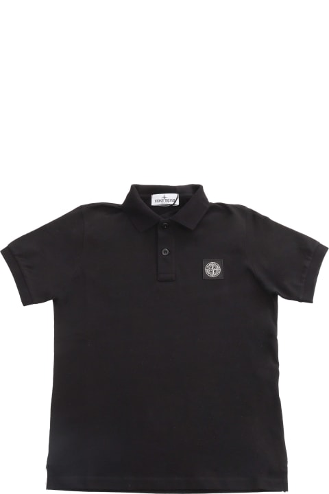Fashion for Boys Stone Island Junior Black Polo T-shirt