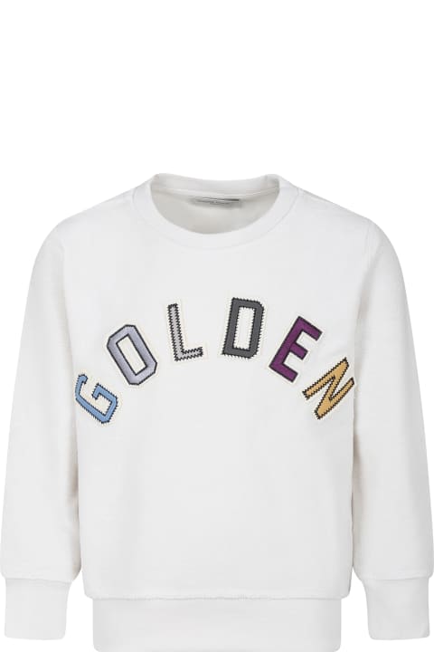 Golden Goose for Girls Golden Goose Ivory Sweatshirt For Kids With Logo