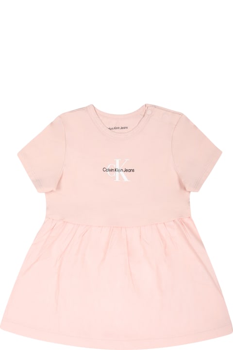 Calvin Klein Clothing for Baby Girls Calvin Klein Pink Dress For Baby Girl With Logo