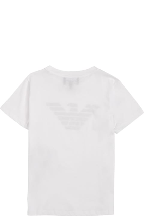 Emporio Armani Topwear for Boys Emporio Armani White Cotton T-shirt With Logo Print