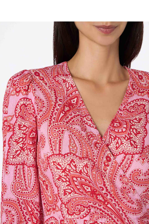 Homeware MC2 Saint Barth Linen Short Wrap Dress Brilly With Paisley Print