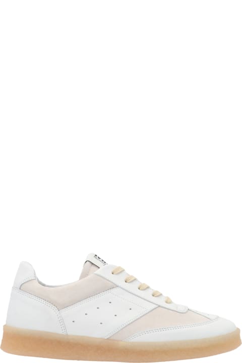 Suede Detail Leather Sneakers