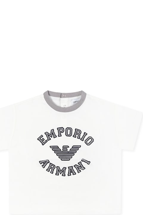 Emporio Armani T-Shirts & Polo Shirts for Baby Girls Emporio Armani White T-shirt For Baby Boy With Eagle