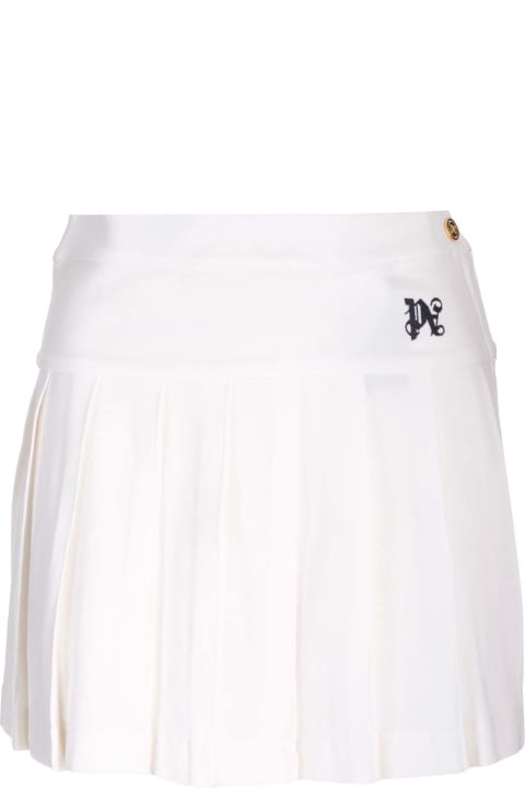 Palm Angels Skirts for Women Palm Angels Monogram Embroidered Pleated Mini Skirt