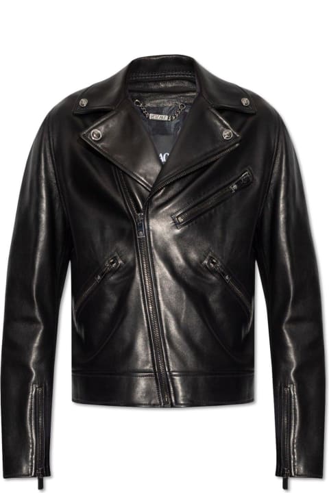 Versace Coats & Jackets for Men Versace Zip-up Leather Biker Jacket