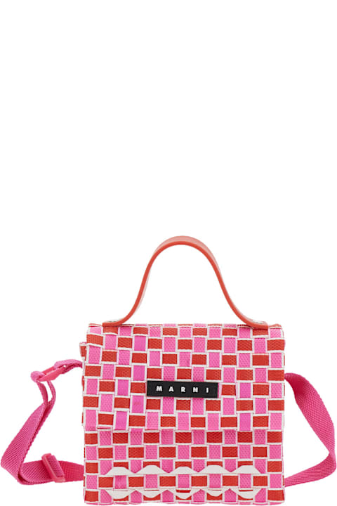 Marni Accessories & Gifts for Girls Marni 'joy Bag' Pink Shoulder Bag With Woven Pattern In Tech Fabric Girl