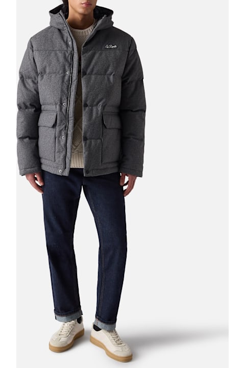 MC2 Saint Barth for Kids MC2 Saint Barth Grey Wooly Hooded Down Jacket Baxter