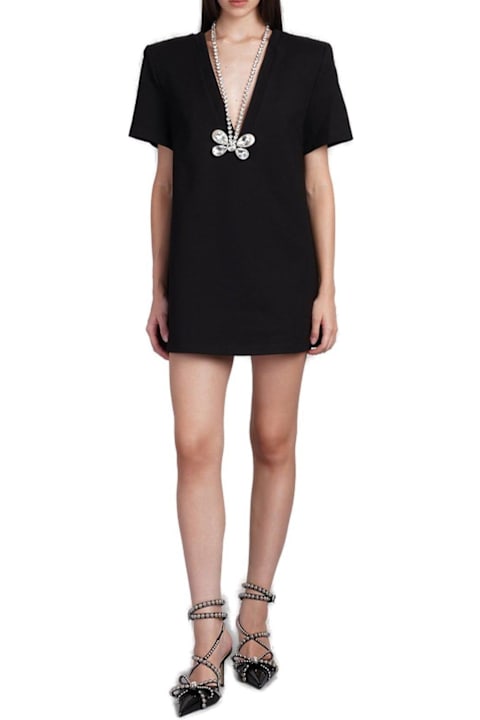 AREA for Women AREA Embellished Butterfly V-neck T-shirt Dress