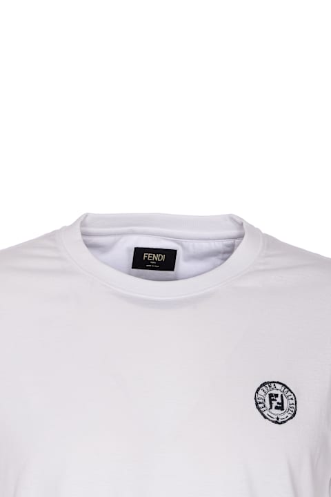 国内発☆関税込【FENDI】ホワイトジャージー Tシャツ ロゴ 90s FENDI フェンディ サークル ロゴ 半袖 Tシャツ イタリア製