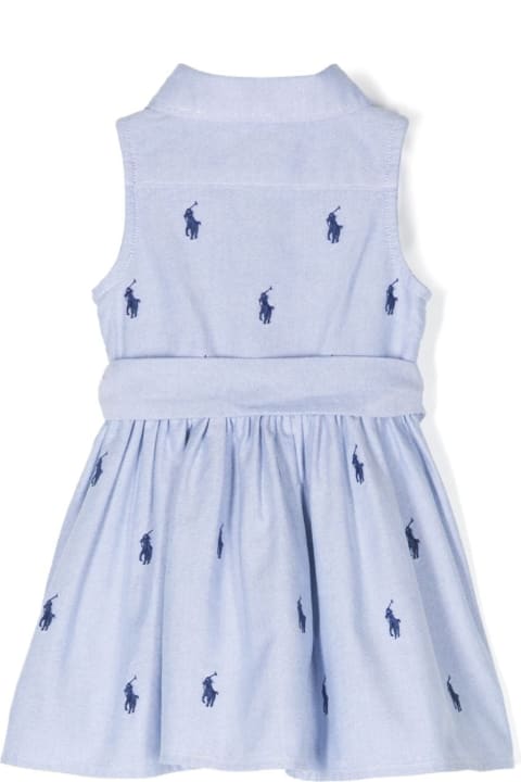 Fashion for Baby Girls Ralph Lauren Belted Striped Oxford Shirt Dress In Blue