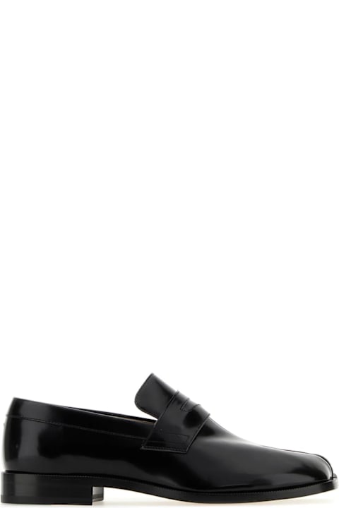 أحذية لـ القسم الرجالي Maison Margiela Black Leather Tabi Loafers