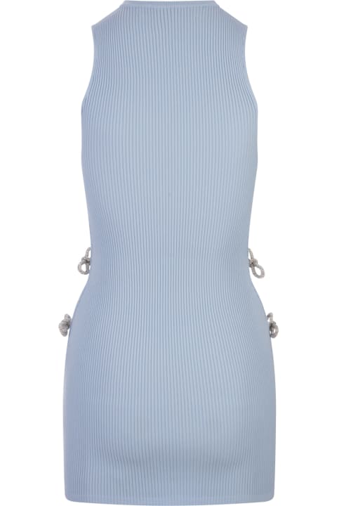 Fashion for Women Mach & Mach Light Blue Stretch Mini Dress With Applications