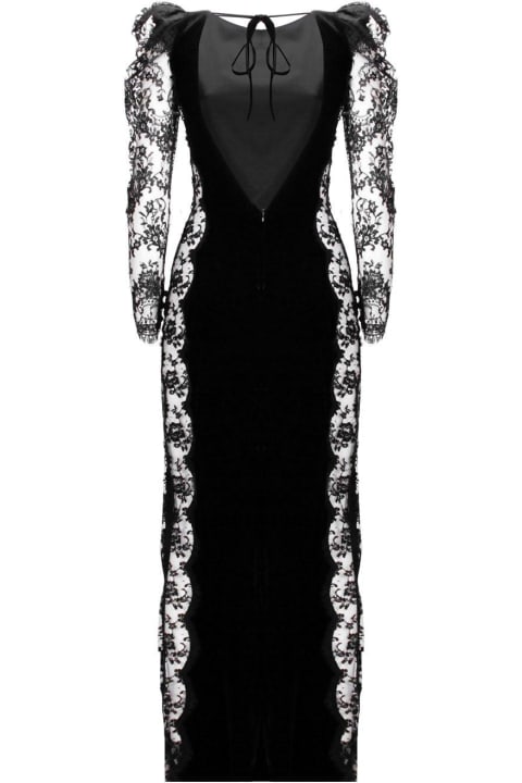 Lace Panelled Velvet Maxi Dress