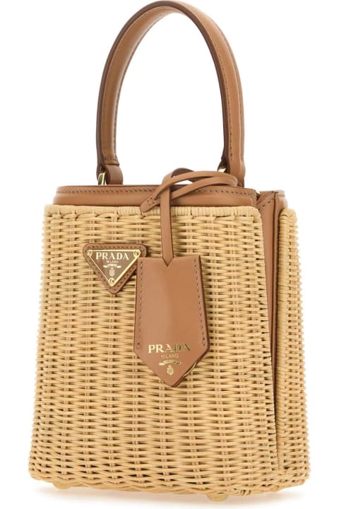 Prada Bags for Women Prada Two-tone Wicker And Leather Bucket Bag