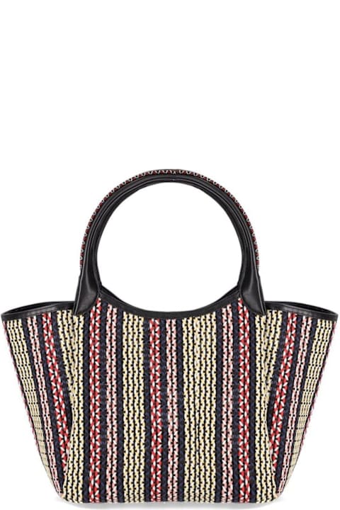 Emporio Armani Totes for Women Emporio Armani Logo Charm Basket-weave Tote Bag