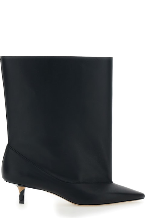 Homeware Jacquemus 'les Bottes Tourni' Black Ankle Boots With Pointed Toe And Low Stiletto Heel In Leather Woman