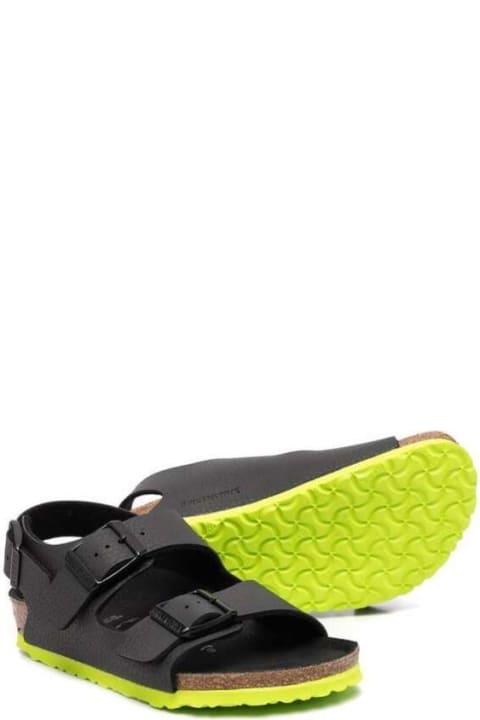Black Slingbac Sandals With Buckles In Polyurethane Boy