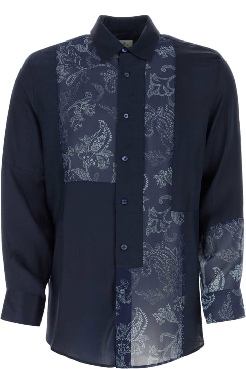 Etro for Men Etro Navy Blue Silk Shirt