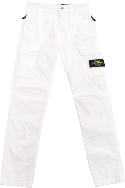 Bottoms for Boys Stone Island Junior White Trousers With Pockets