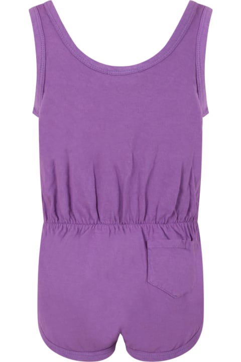 Purple Jumpsuit For Girl With White Writing And Logo
