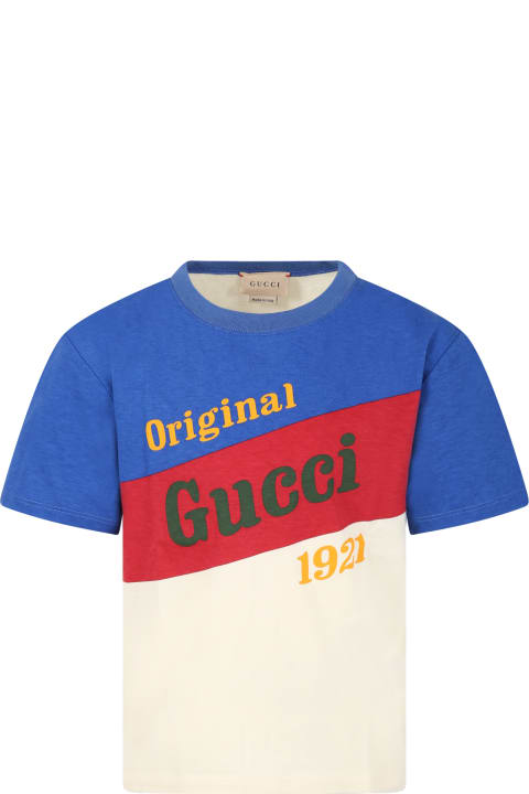 Multicolor T-shirt For Boy With "original Gucci 1921" Writing