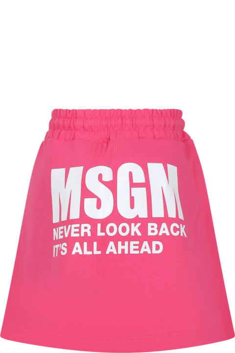 Bottoms for Boys MSGM Fuchsia Skirt For Girl With Logo And Writing