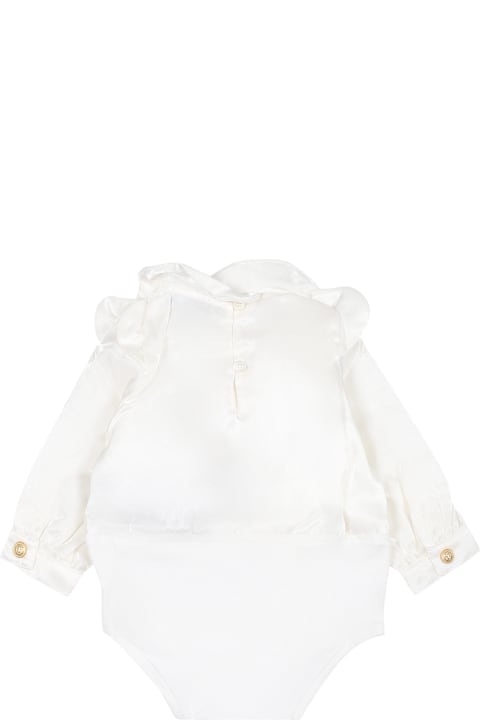 Balmain Clothing for Baby Girls Balmain Ivory Satin Shirt For Baby Girls