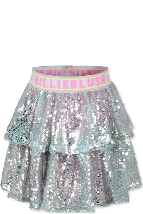 Bottoms for Girls Billieblush Silver Skirt For Girl With Logo