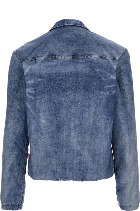 Homeware Diesel Blue Jacket With Classic Collar And Distressed Effect In Fabric Man