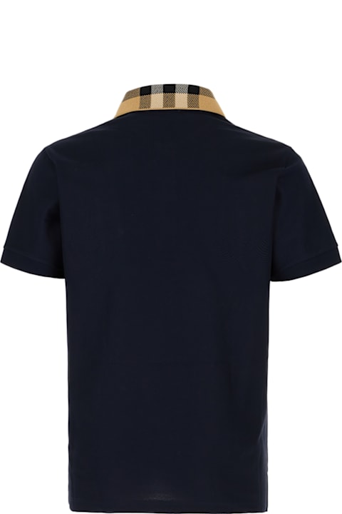 Topwear for Men Burberry Midnight Blue Cotton Polo Shirt