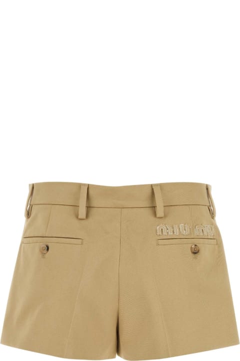 Miu Miu Pants & Shorts for Women Miu Miu Beige Cotton Shorts
