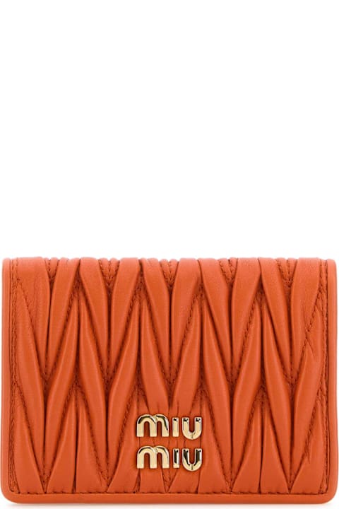 Miu Miu Wallets for Women Miu Miu Orange Nappa Leather Card Holder