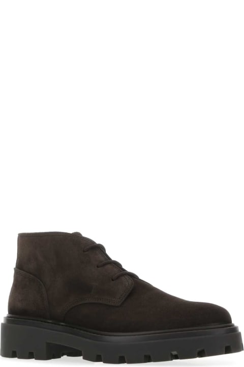 Tod's for Men Tod's Dark Brown Suede Lace-up Shoes