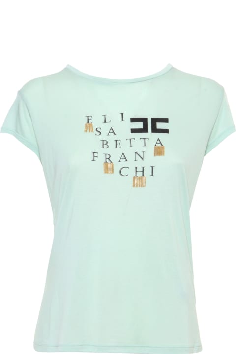 Elisabetta Franchi for Women Elisabetta Franchi Green Mint T-shirt With Prints