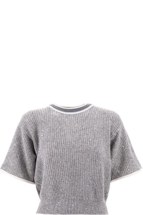 Sweaters for Women Brunello Cucinelli Contrasting-border Knitted Top