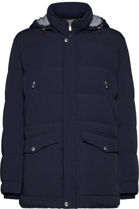 メンズ Brunello Cucinelliのコート＆ジャケット Brunello Cucinelli Quilted Nylon Down Jacket With Detachable Hood
