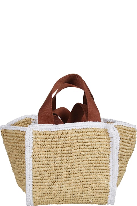 Fashion for Women Marni Logo Embroidered Woven Top Handle Tote