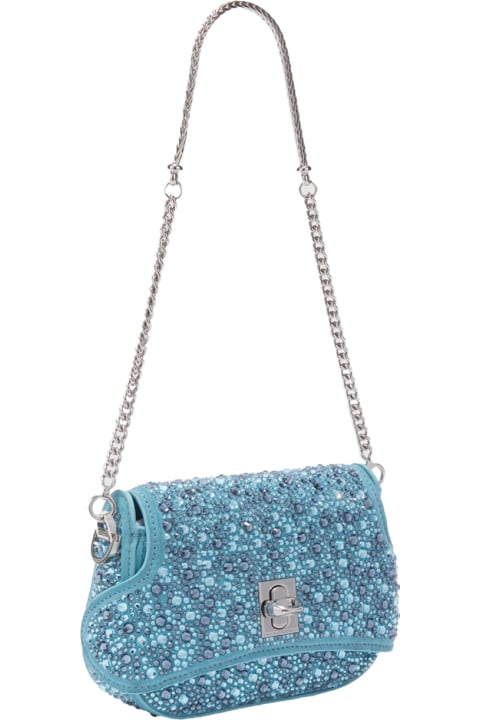 Ermanno Scervino Shoulder Bags for Women Ermanno Scervino Light Blue Audrey Bag With Crystals