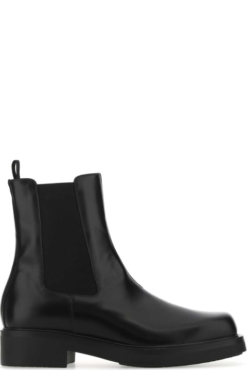 Shoes for Men Prada Black Leather Ankle Boots