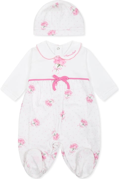 Monnalisa Bodysuits & Sets for Baby Girls Monnalisa White Babygrow Set For Baby Girl With Logo