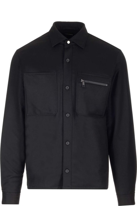 Coats & Jackets for Men Zegna Black Wool Overshirt